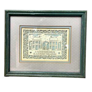 Scherenschnitte A Good Neighbor is a Found Treasure Handmade Gift Framed Art